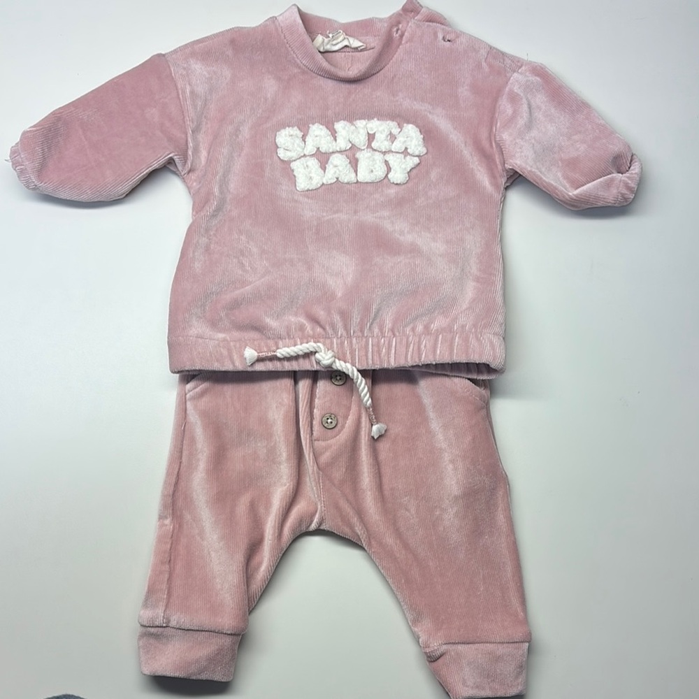 Pink Santa Baby Outfit- 3-6 Month